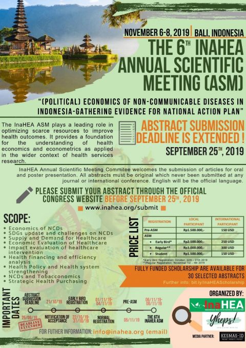 Call For Abstracts The 6th InaHEA Annual Scientific Meeting