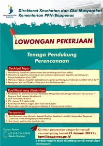 Lowongan Pekerjaan Direktorat Kesehatan dan Gizi Masyarakat Kementerian PPN Bappenas
