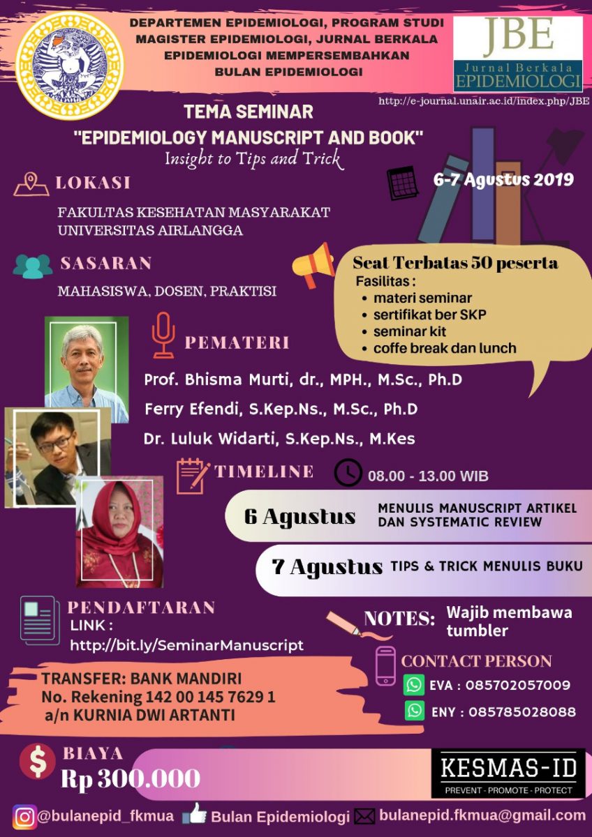 Epidemiology Manuscript And Book Insight to Tips & Trick