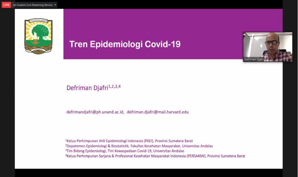 Tren Epidemiologi Covid 19, Defriman Djafri