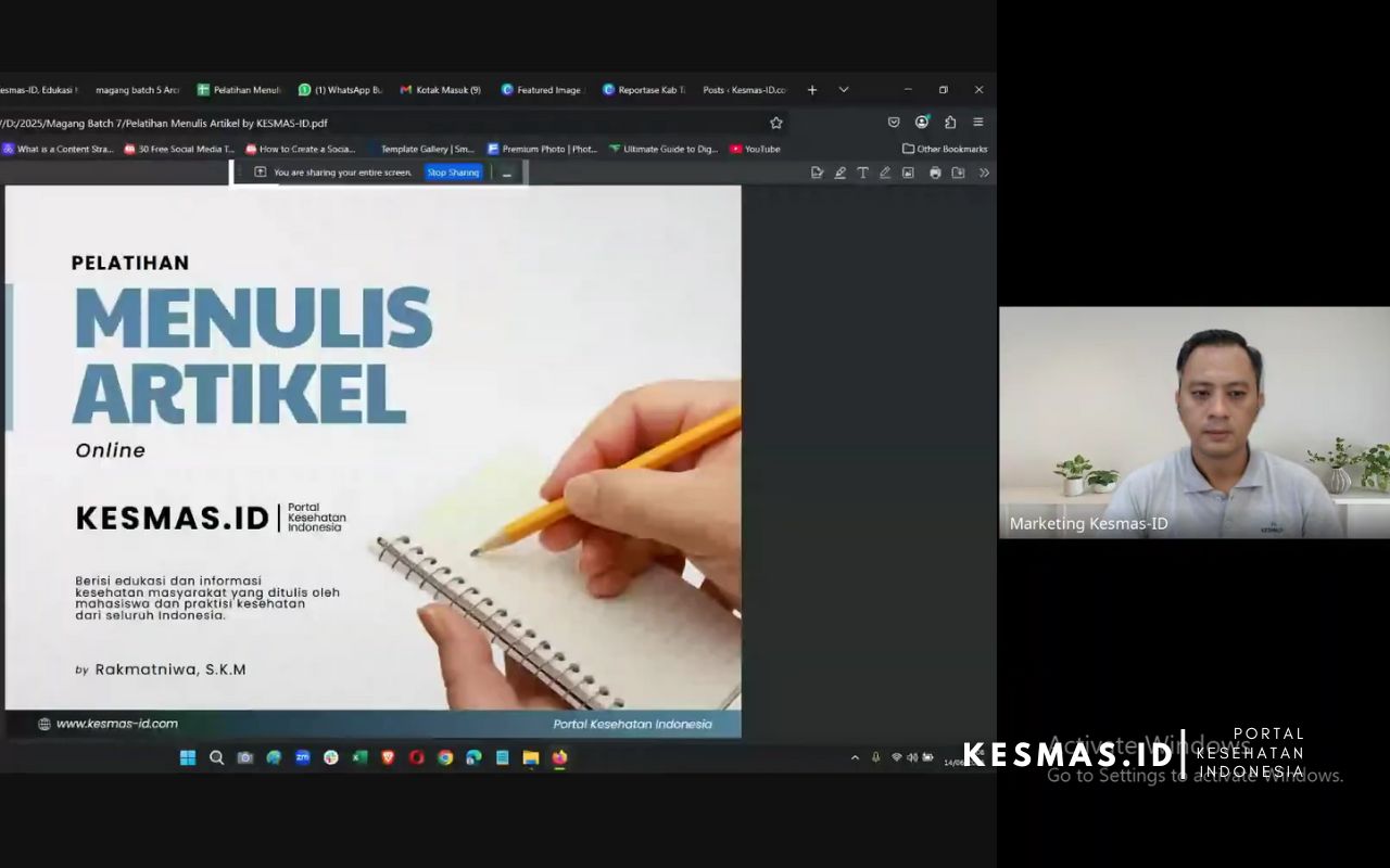 Pentingnya Skill Menulis, Kesmas-ID Gelar Pelatihan Artikel Online Batch 7