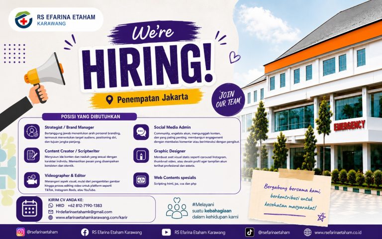 Info Loker Kesmas Dari RS Efarina Etaham Karawang Buat Kamu yang Punya Skill Digital
