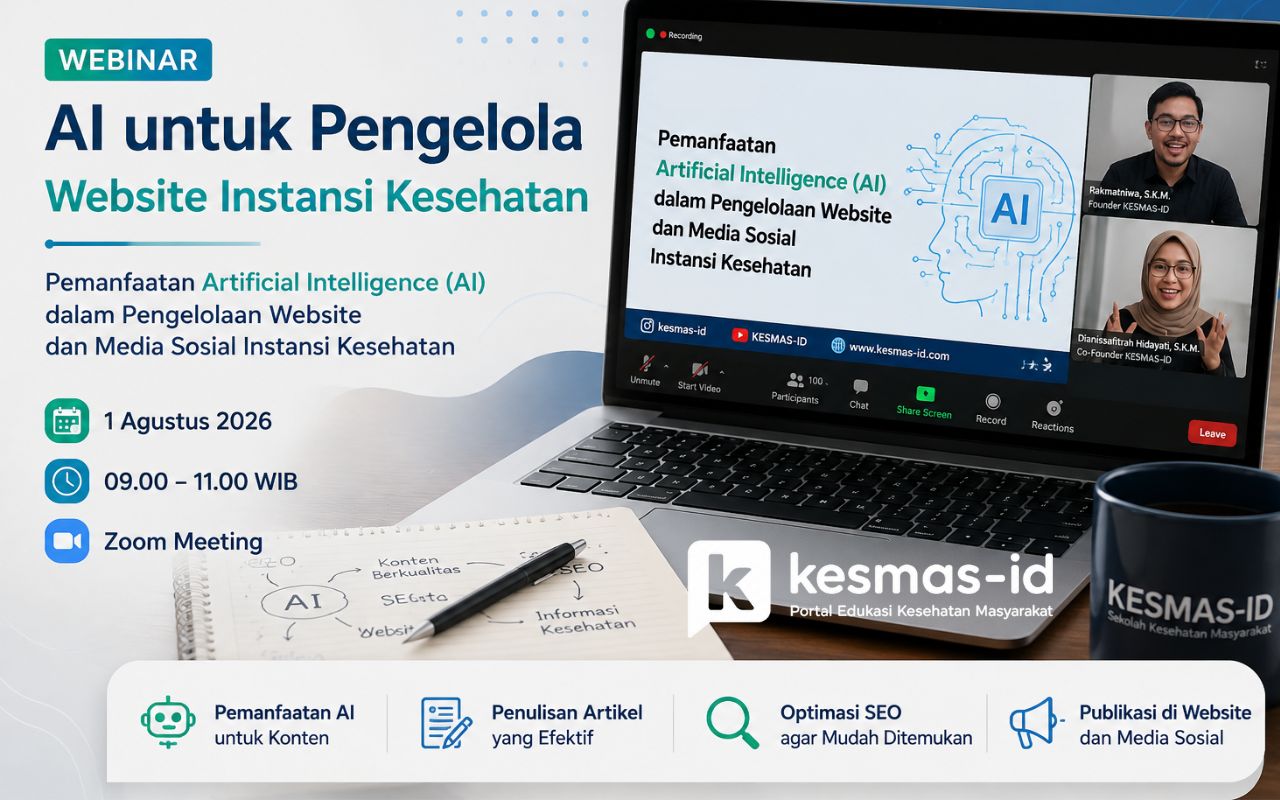 Webinar AI KESMAS-ID untuk peserta magang melalui Zoom Meeting pada 1 Agustus 2026