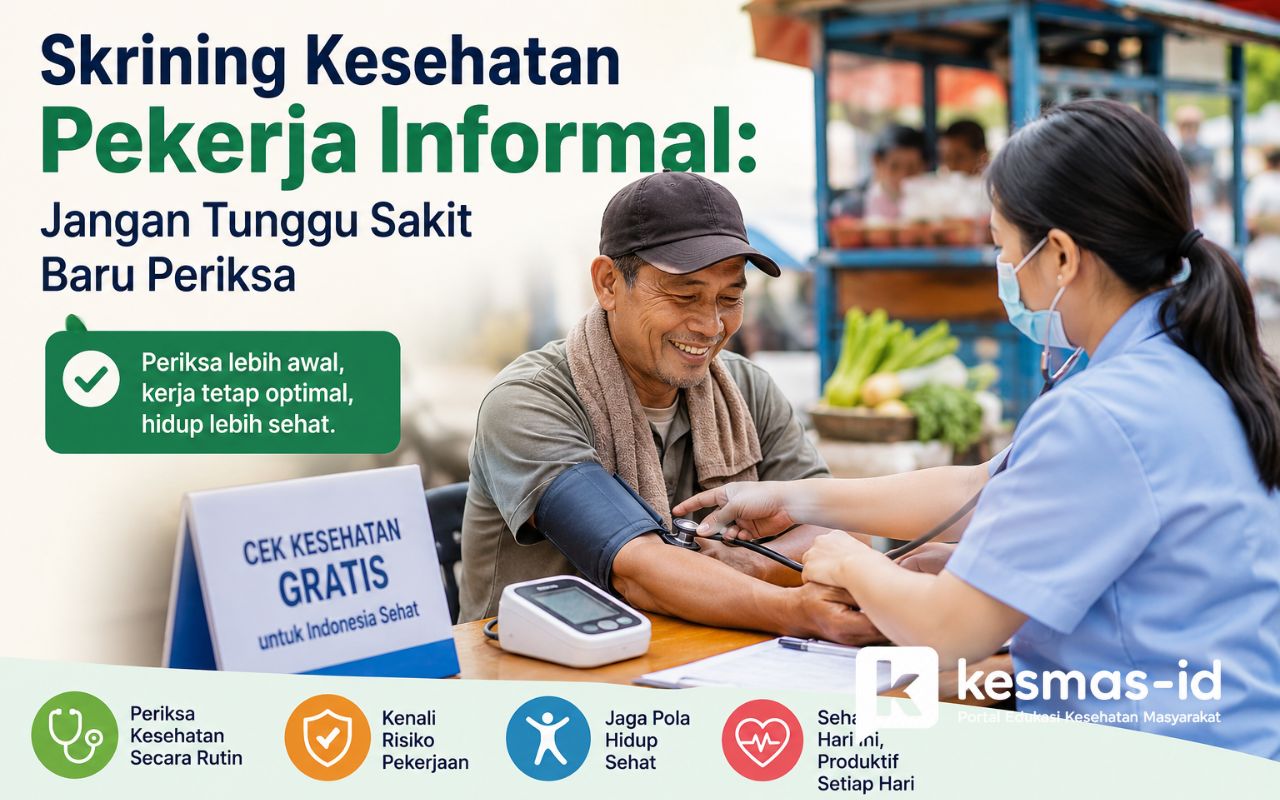 Pekerja informal melakukan skrining kesehatan untuk mengetahui kondisi tubuh sejak dini.