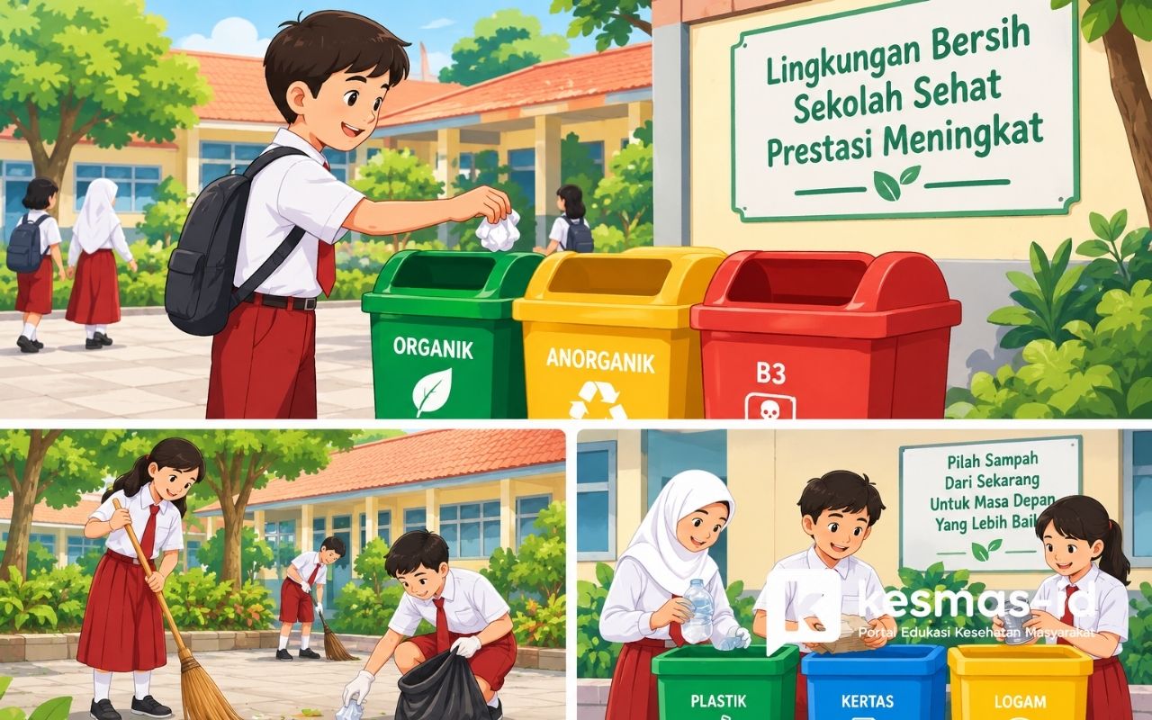 buang sampah pada tempatnya di sekolah